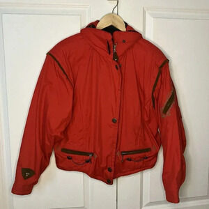 Obermeyer Wellington Red Cropped Ski Snowboarding Nordic Hooded  Jacket Womens 8